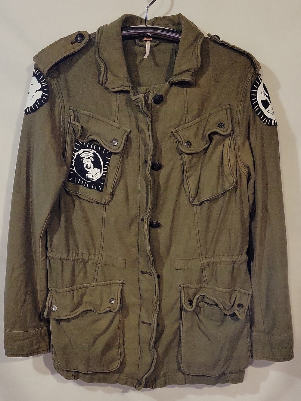 Free People Jacket Utility Streetwear Hand Made Patchwork Size S/M